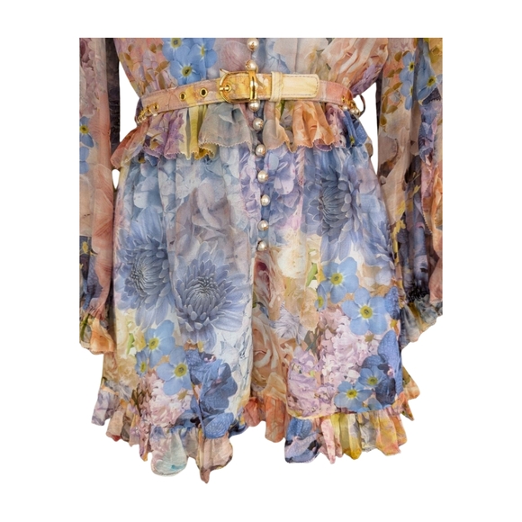 Zimmermann Rhythmic Ruffle Floral Playsuit Romper Size 0/US4 - Picture 8 of 17